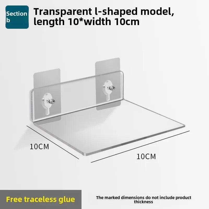 étagère murale transparente acrylique miroir salle bain rangement moderne sans perçage