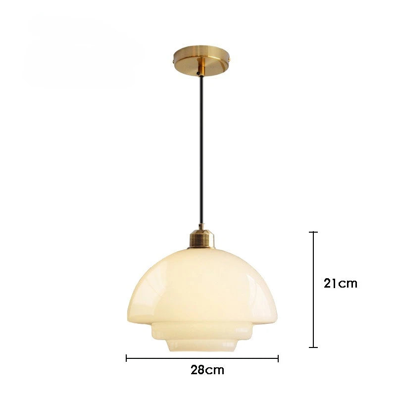 lampe suspendue minimaliste verre blanc opaque métal doré salon chambre