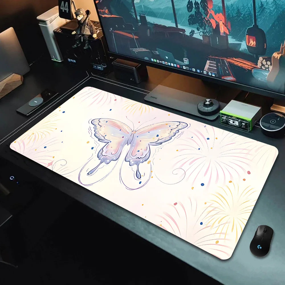 tapis souris waterproof moderne blanc rose bleu noir coeurs points