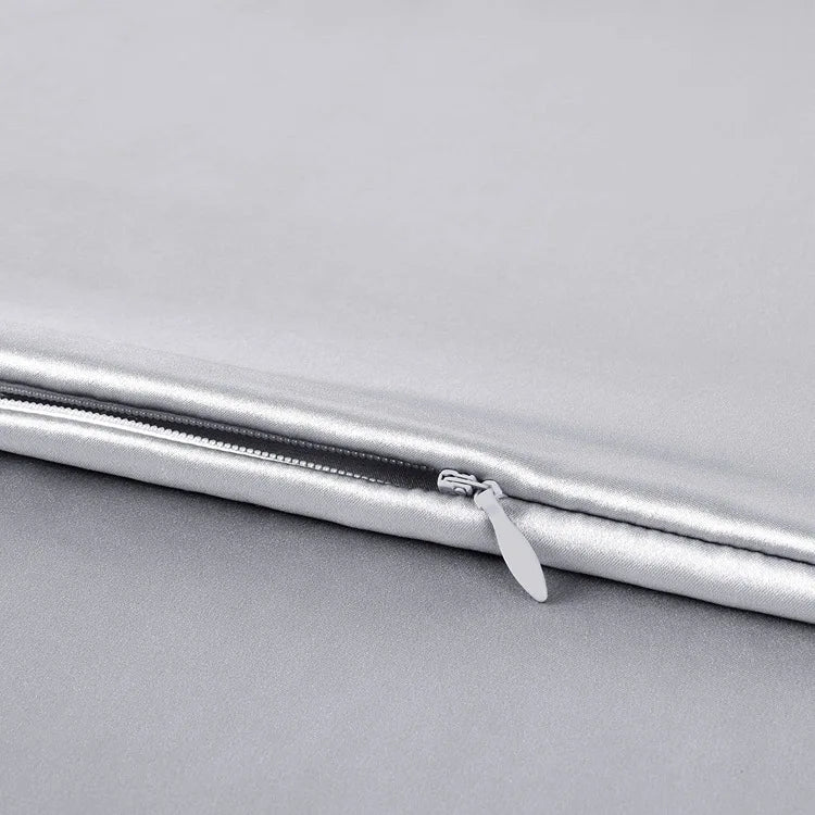 taies d'oreiller soie imprimées gris métallisé satinées contemporaines opaques glissière 60 fils cm