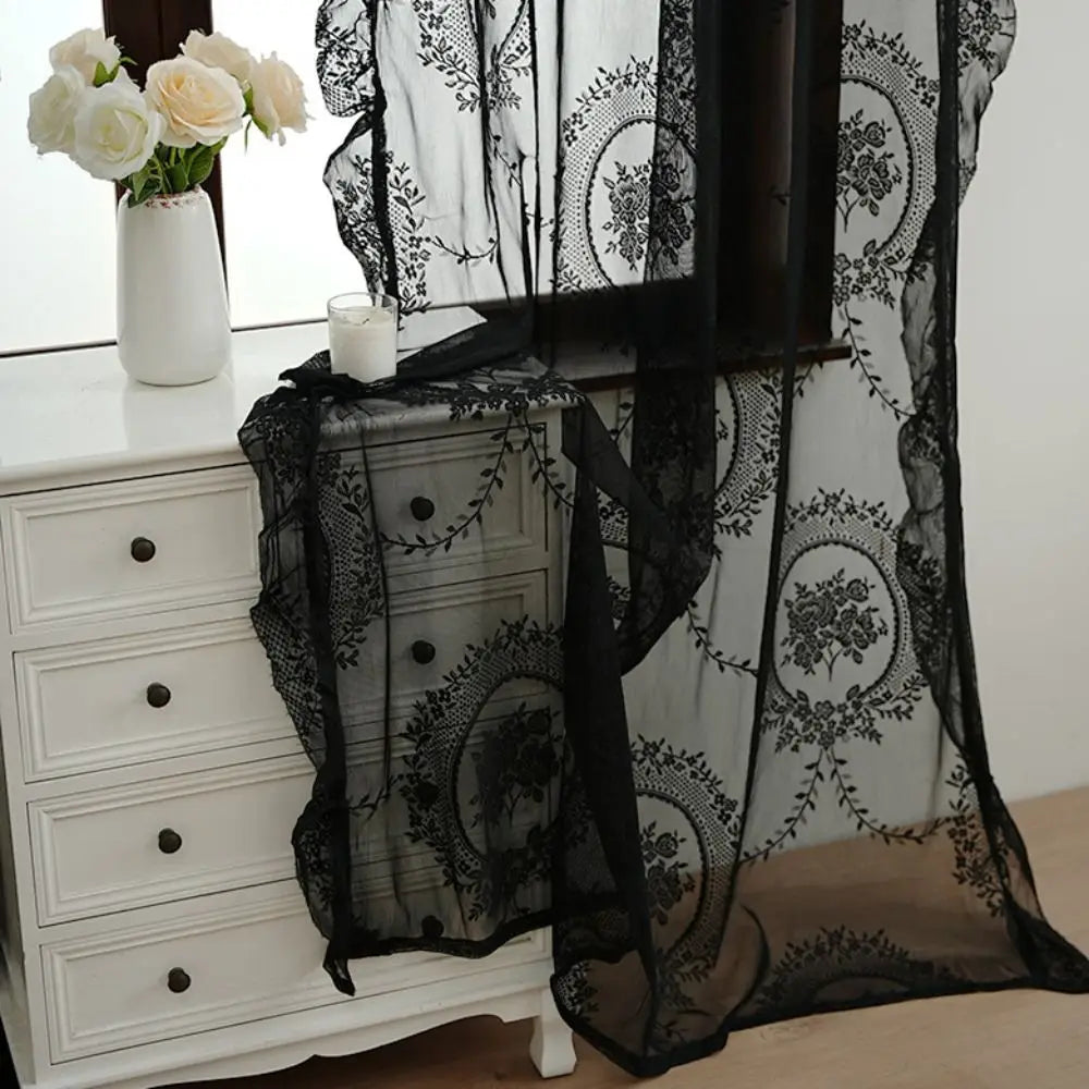 rideaux voilage floral bohème romantique shabby chic métalliques deux pièces transparents
