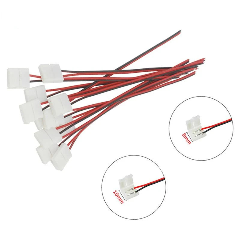 connecteurs led bande broches blanc rouge noir 8mm 10mm adhésifs modernes 20 pièces