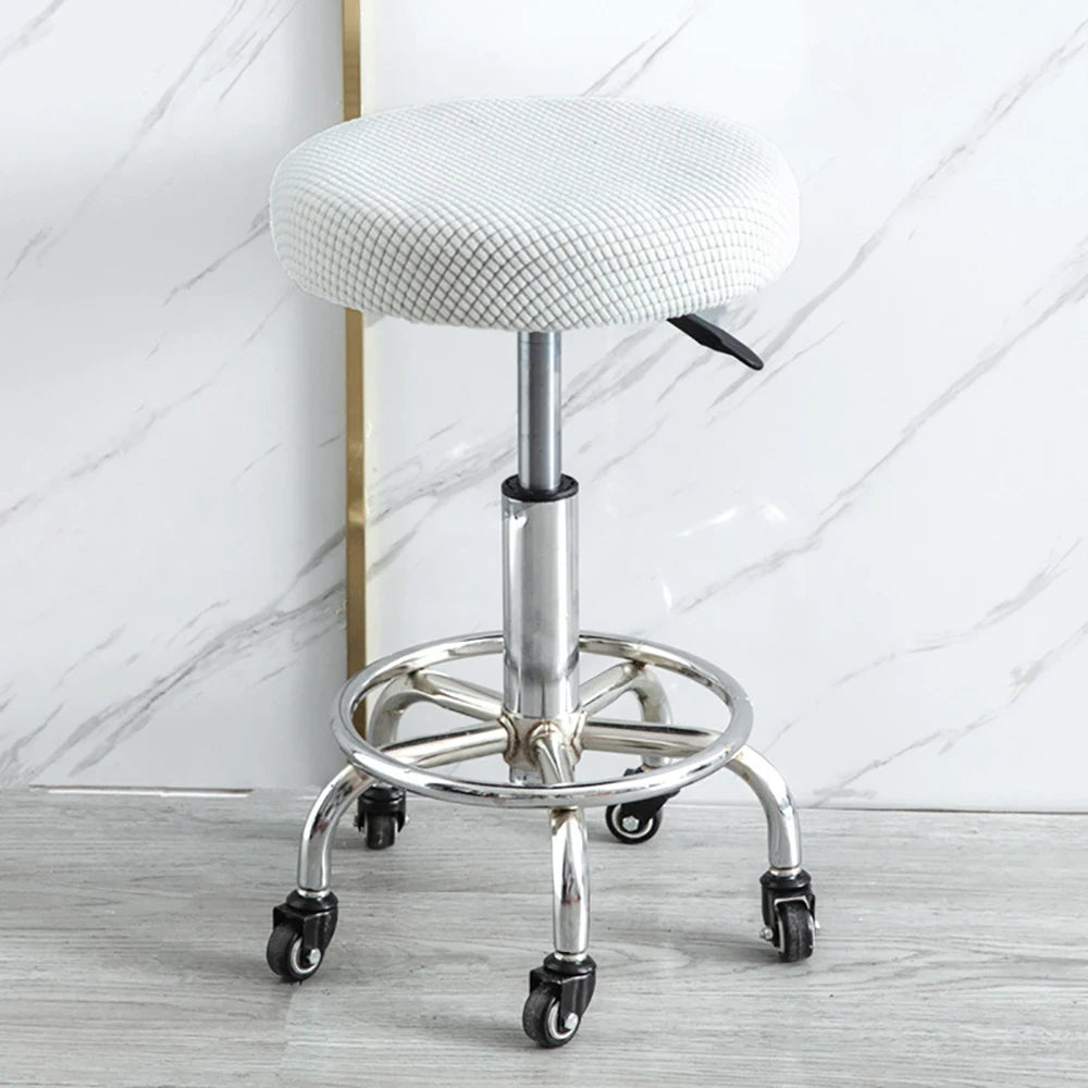 housse coussin tabouret rond velours beige moderne fixation protection siège fauteuil salon