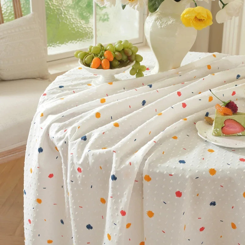 nappe table coton pois multicolores blanc coréenne classique extérieur mariage festive