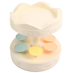 présentoir desserts classique blanc décorations florales cupcakes macarons tournant support gâteaux central individuels plateaux