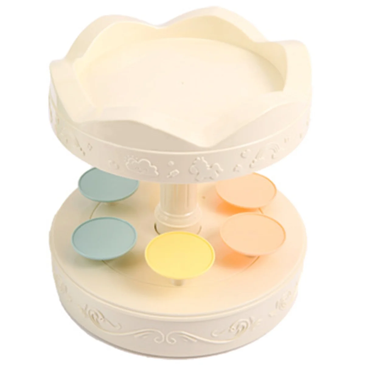 présentoir desserts classique blanc décorations florales cupcakes macarons tournant support gâteaux central individuels plateaux