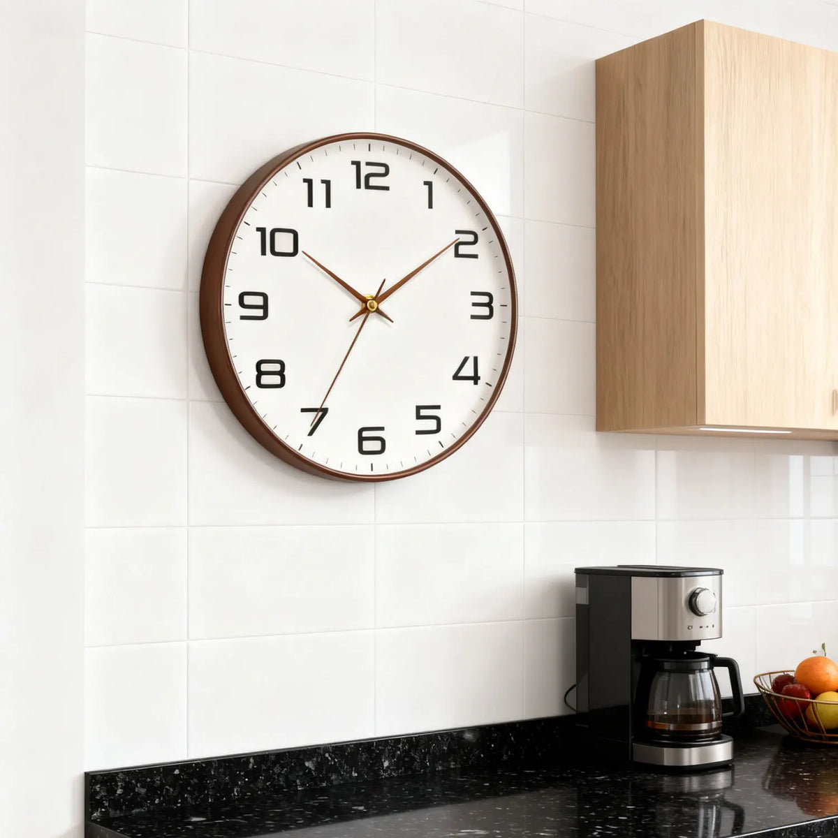 horloge murale moderne aiguille quartz blanc marron doré inch 10 inch 12 inch minimaliste