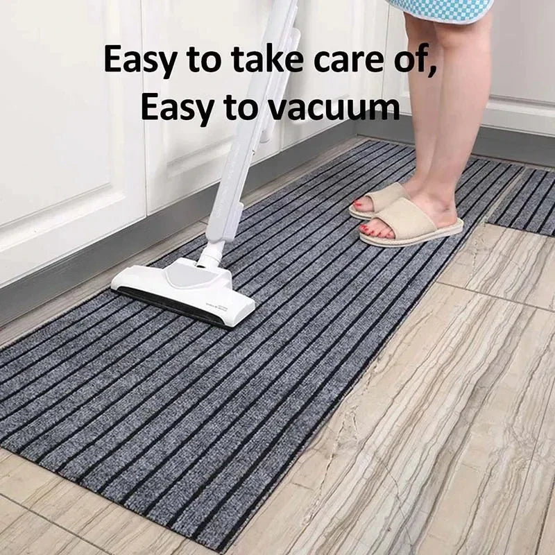 tapis sol antidérapant imperméable résistant corrossion antibactéries rayées moderne gris noir