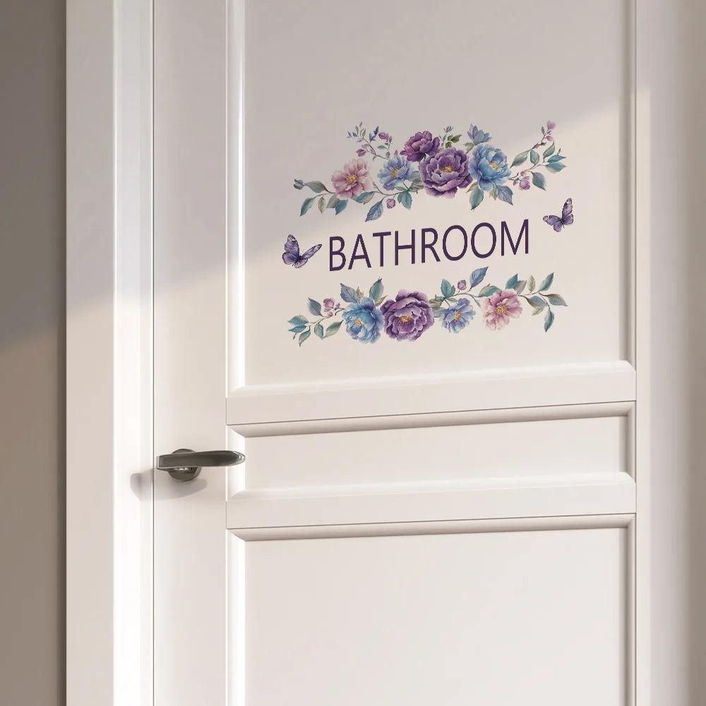 autocollant mural fleurs papillons art floral violet bleu rose vert pvc adhésif salon chambre