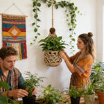 panier suspendu boho panier crocheté motifs géométriques plante intérieur décoration chambre salon