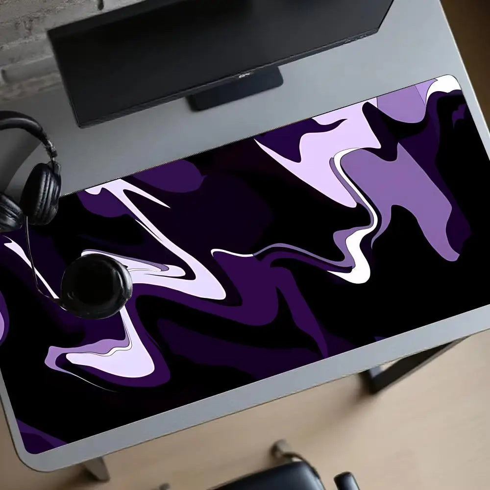 tapis souris abstrait noir violet moderne adhésif gamer fluide ondulé travail
