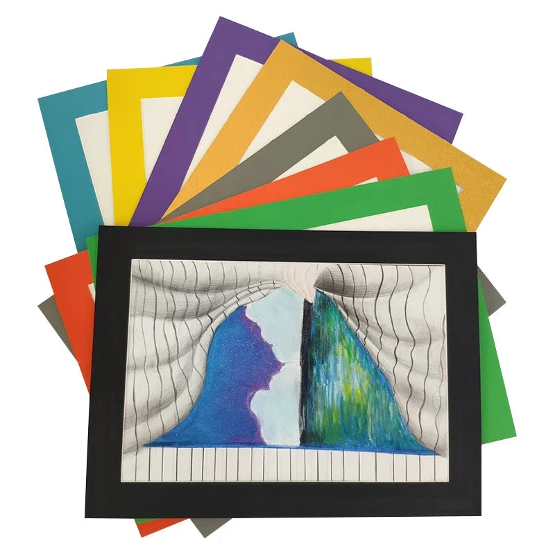 cadres photo stickers adhésifs classiques couleurs noires rouges bleues oranges grisées dorées A4 mix