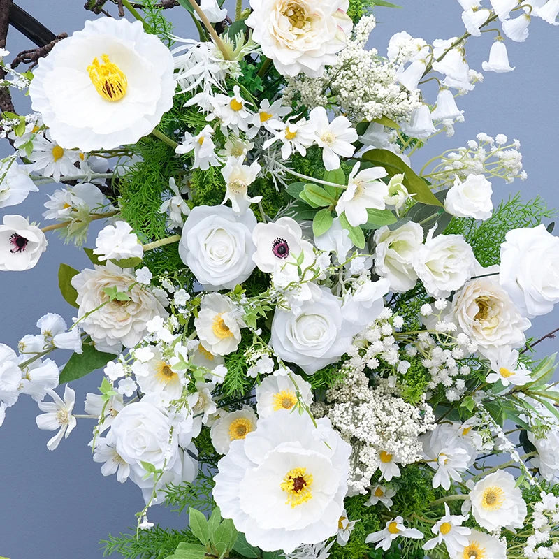 Décoration mariage arche florale blanche verte artificielle extérieure classique romantique événement festive