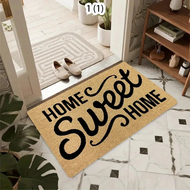 tapis d'entrée marron clair noir motif géométrique moderne imperméable couloir garage sol