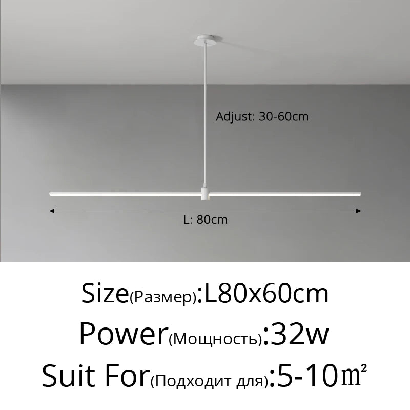 lampe suspendue linéaire noire moderne minimaliste luminaire cuisine salon aluminium rectangulaire
