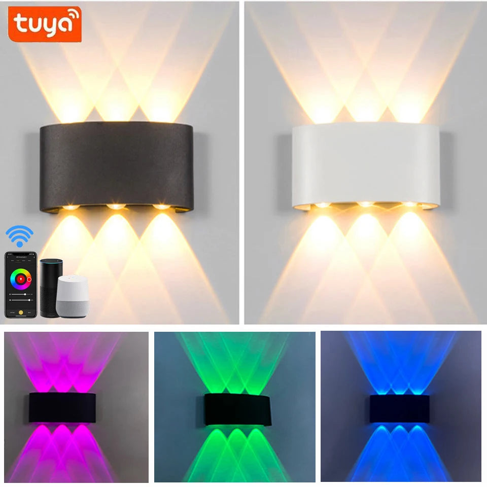 applique murale led moderne ip65 noir blanc ronde lisse minimaliste éclairage maison wifi alexa