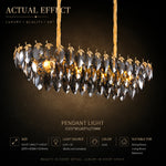 lustre cristal doré facettes brillantes élégant salon chambre moderne suspension transparent