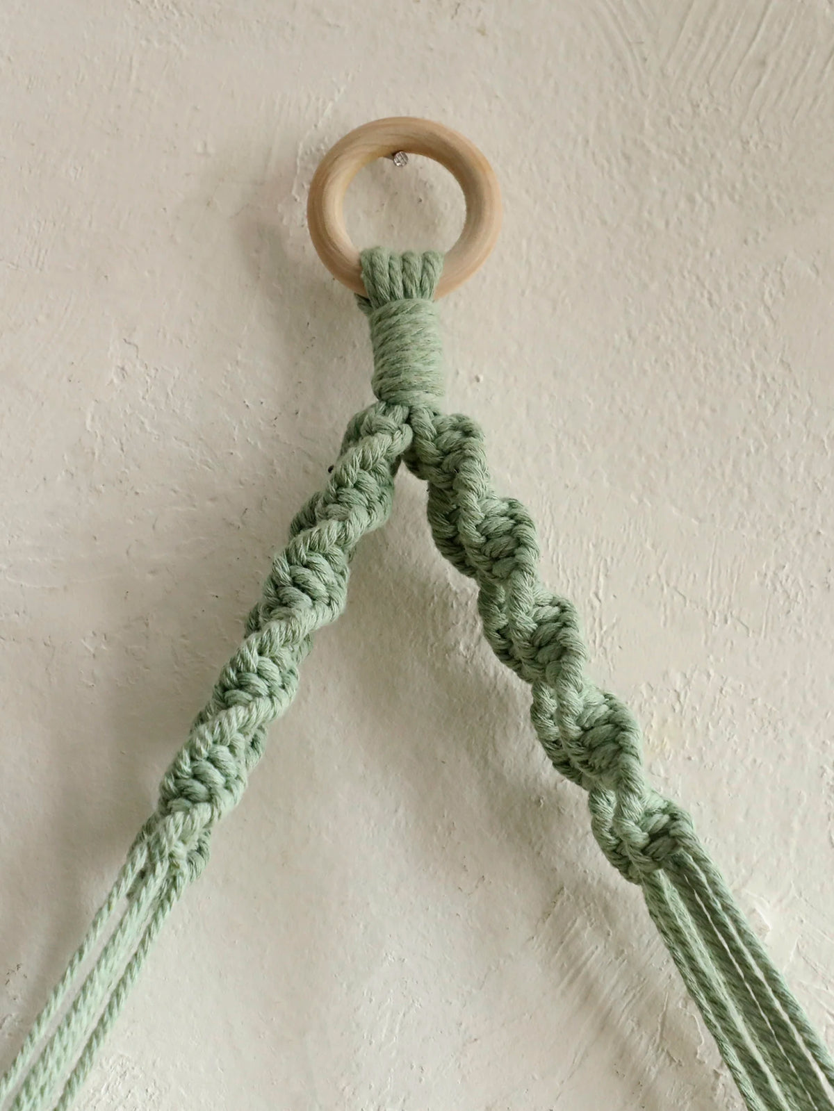 étagère murale bois macramé feuilles vertes claires décoration bohème artisanale cadre photo oiseau