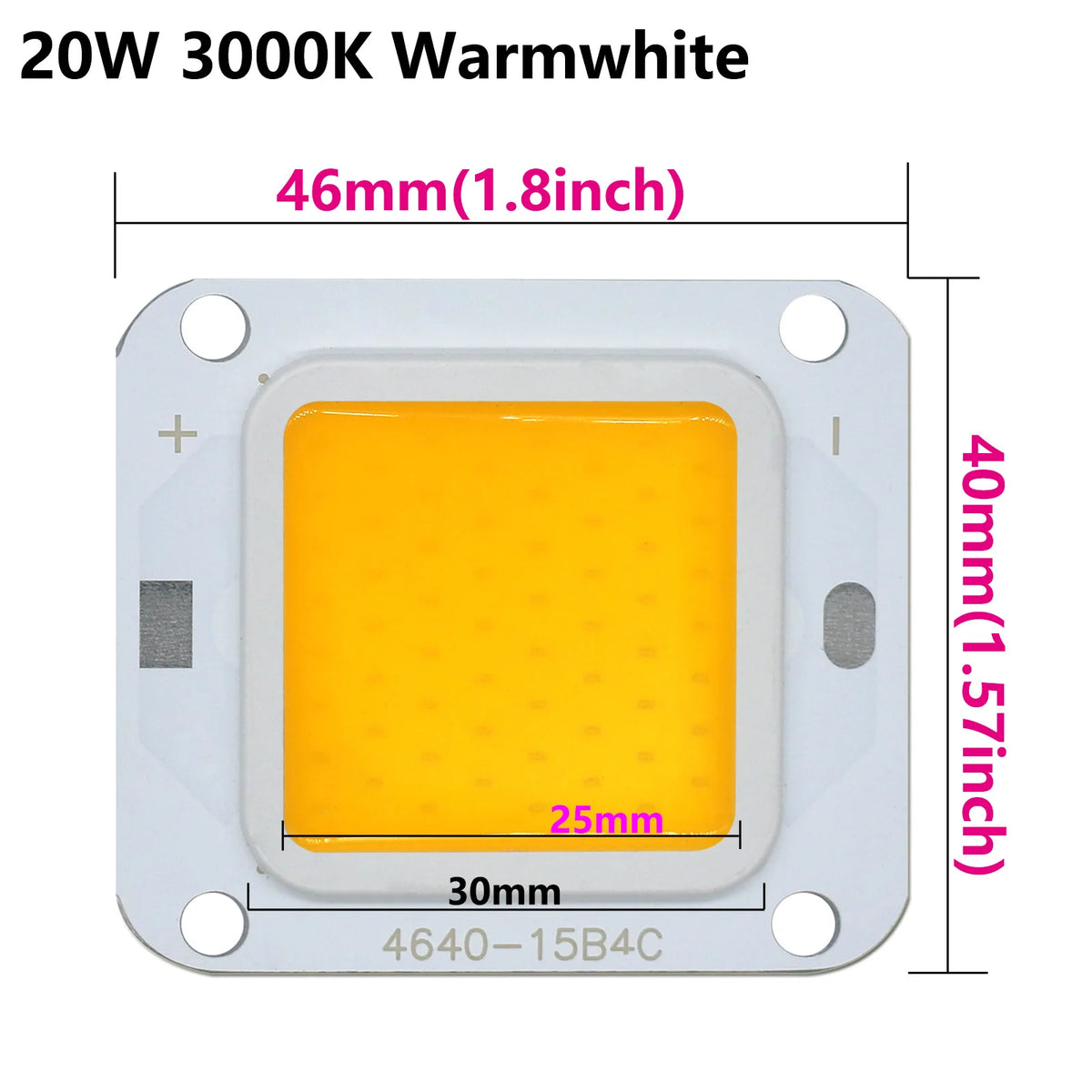 projecteur led haute puissance cob 40w jaune argent industriel fixations aluminium