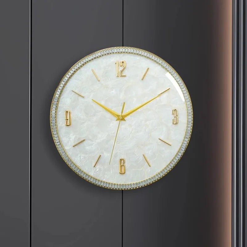 horloge murale moderne simple décoration intérieure visage unique opale naturelle fixation blanc marbré