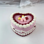 boîte bijoux forme cœur rose romantique anniversaire valentin noël mariage