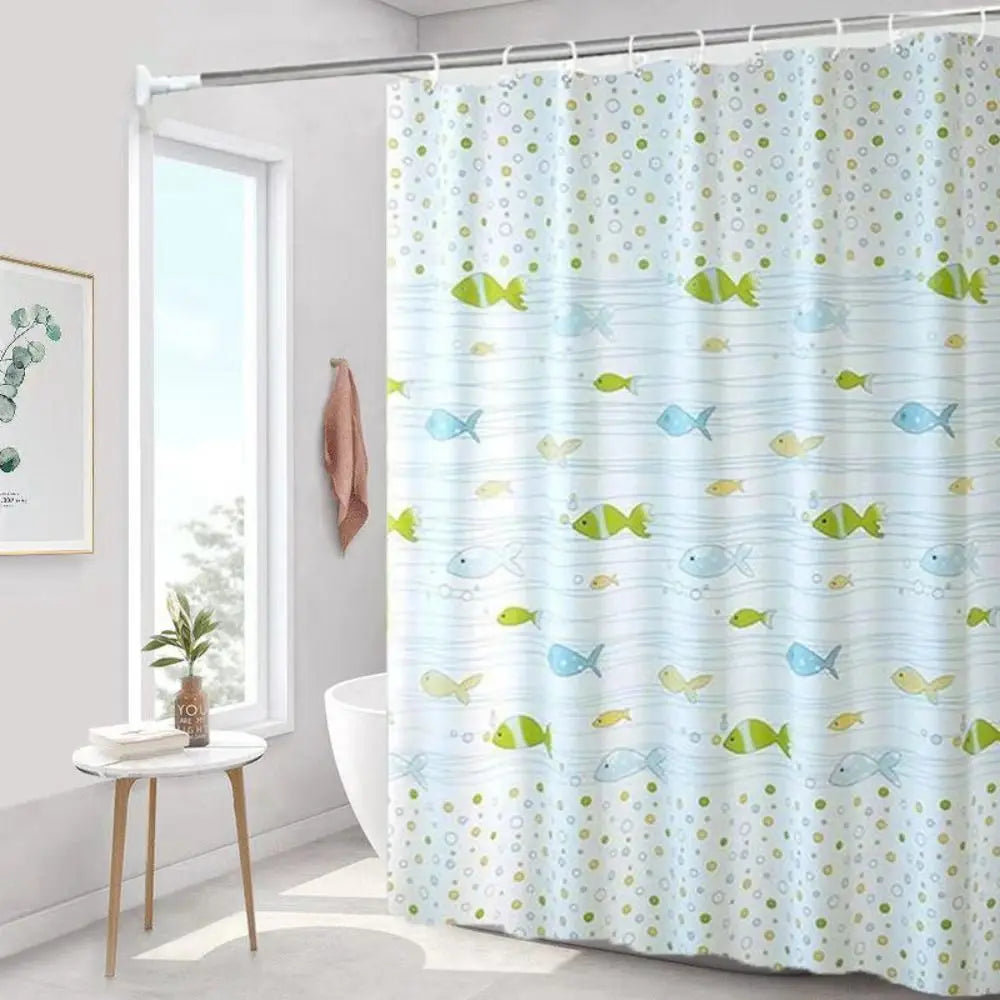 rideau douche moderne imprimé chatons poissons fleurs blanc orange rose vert bleu violet