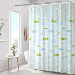 rideau douche moderne imprimé chatons poissons fleurs blanc orange rose vert bleu violet
