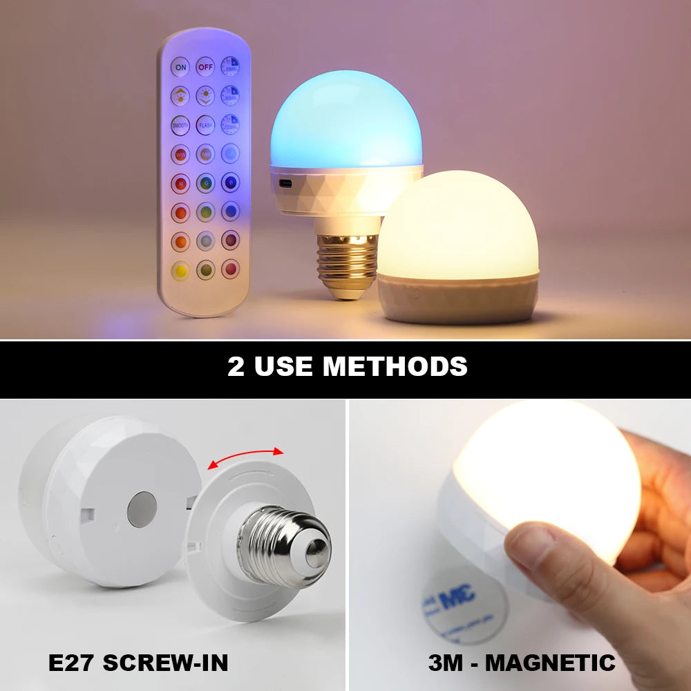 ampoule led rechargeable e27 multi couleurs télécommande blanc naturel moderne