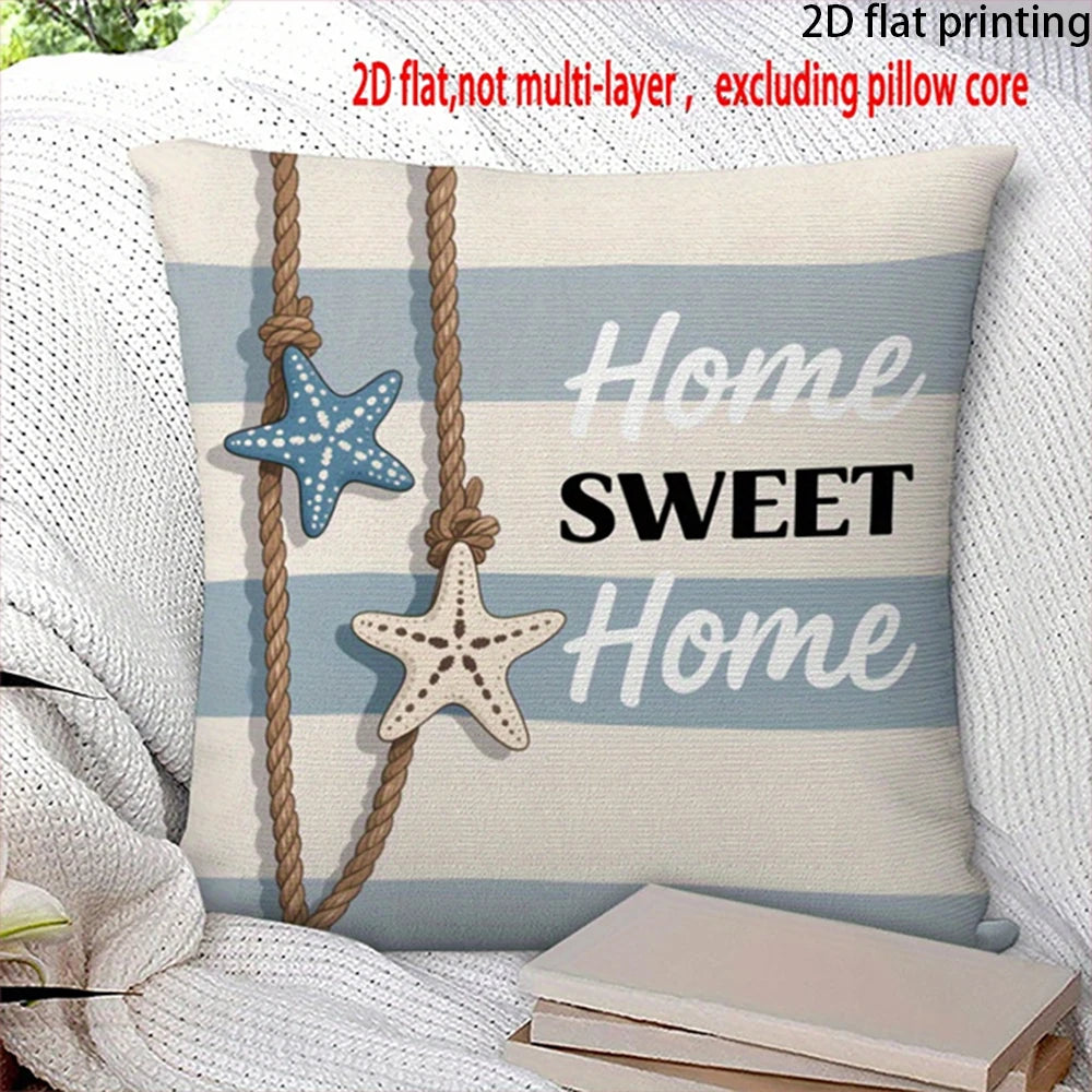 housses coussins carrés bleu clair rayures horizontales polyester peachskin 40x40cm 45x45cm 50x50cm 60x60cm