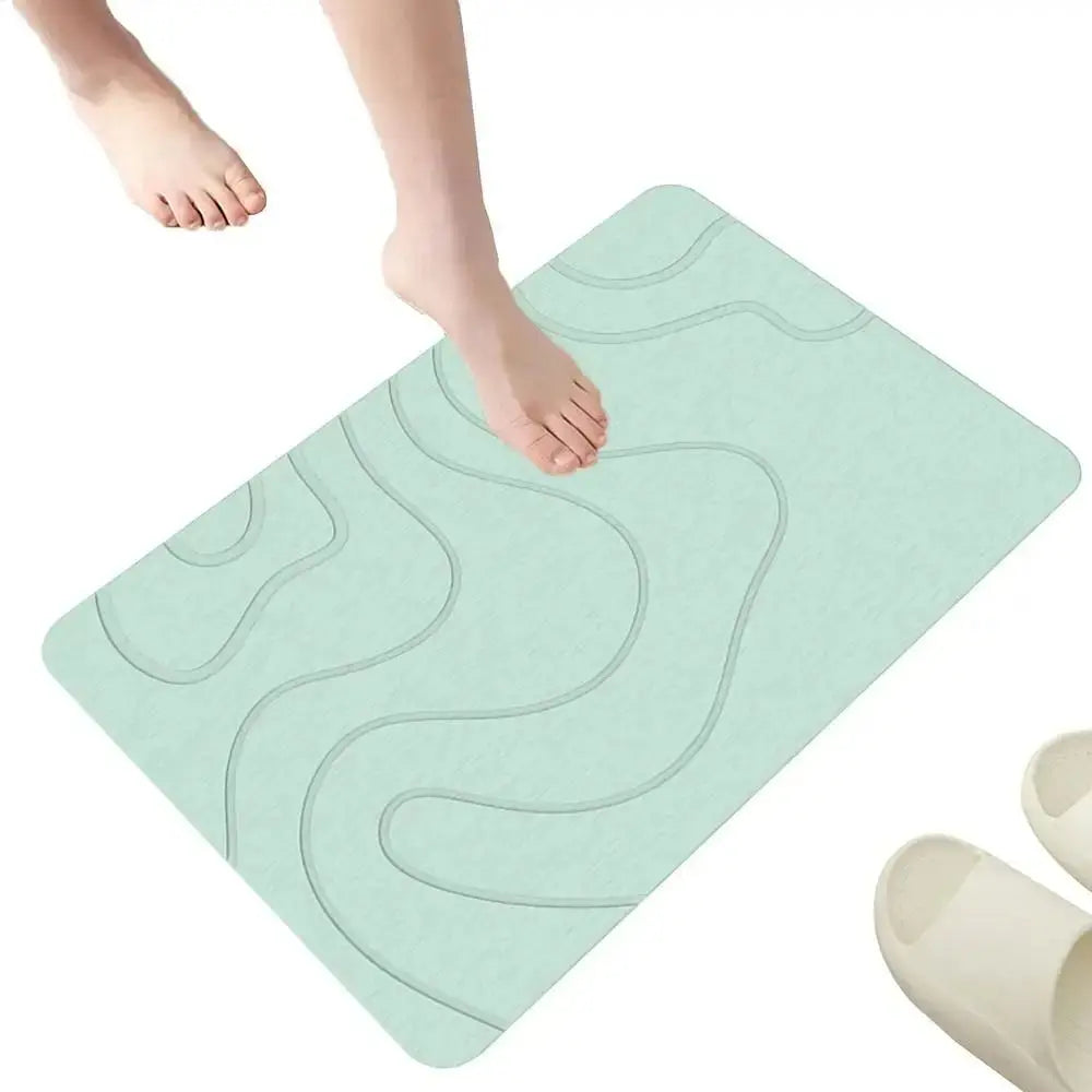 tapis bain antidérapant 40x60cm gris vert menthe moderne texturé absorbant