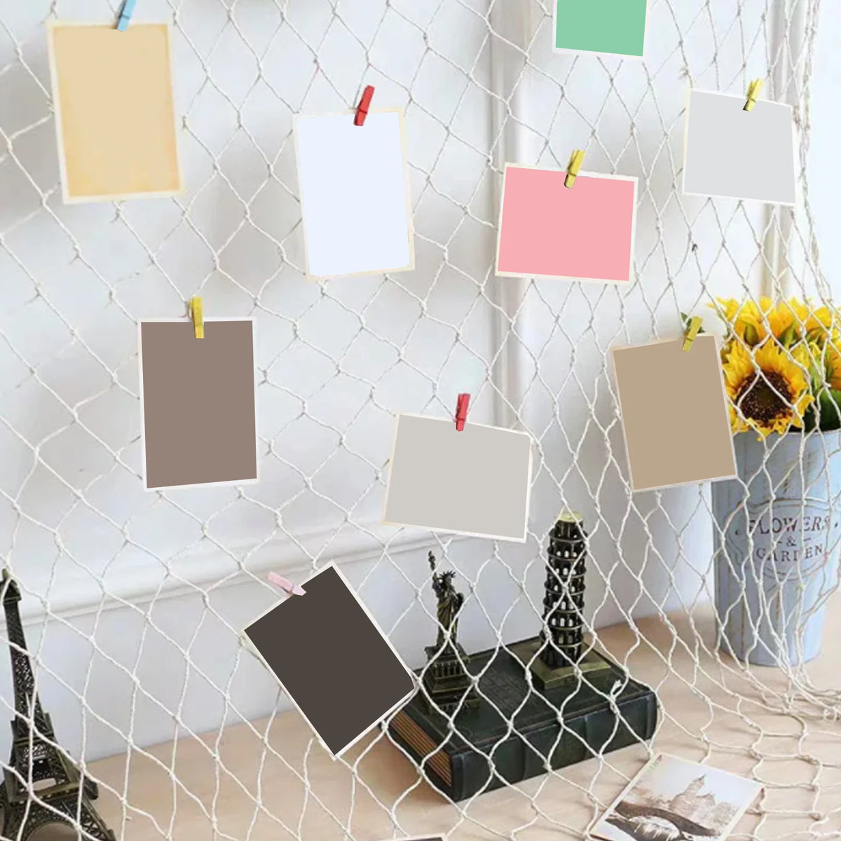 décoration murale tissage marin filet semi transparent plage rustique clips bois occasionnellement utilisé anniversaire