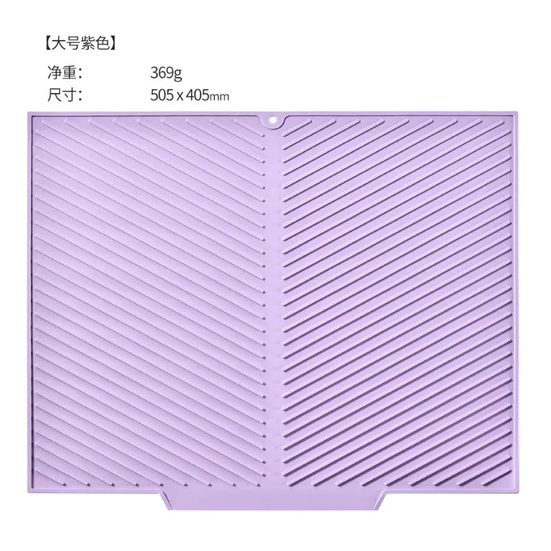 tapis cuisine silicone gris violet rayures diagonales moderne antidérapant respectueux environnement opaquet adhésif