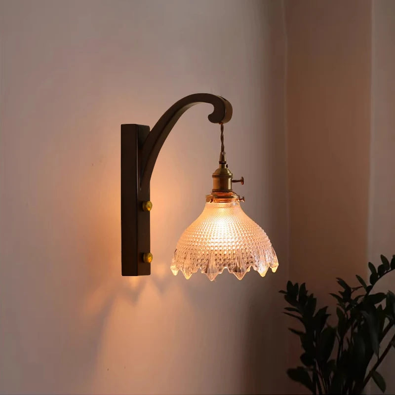 lampe murale bois feuilles verte vintage éclairage lecture étude décoration maison fixations