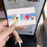 autocollants carte banque cartes modernes dessin animé personnages bt21 coeurs waterproof réutilisables bleu orange