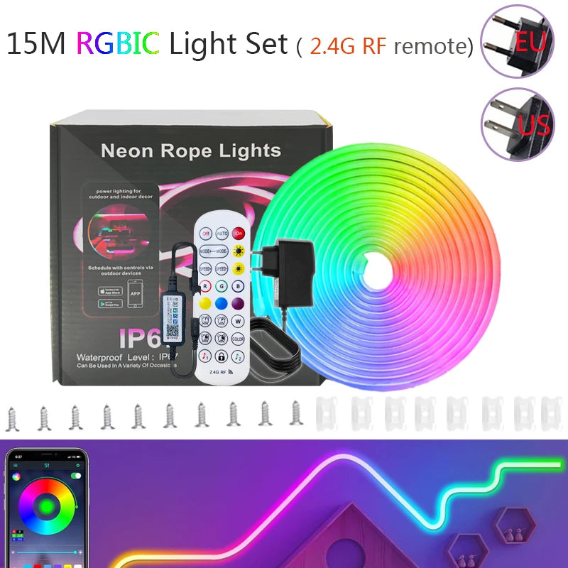 ruban led néon multicolore 24v 60leds mètre moderne télécommande clips étanche ip65