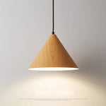 suspension lumineuse moderne bois brun conique mat salle bain chambre salon