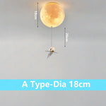 suspension lumineuse moderne astronautes lune blanc doré acrylique métal toucher interrupteur led 18cm 20cm