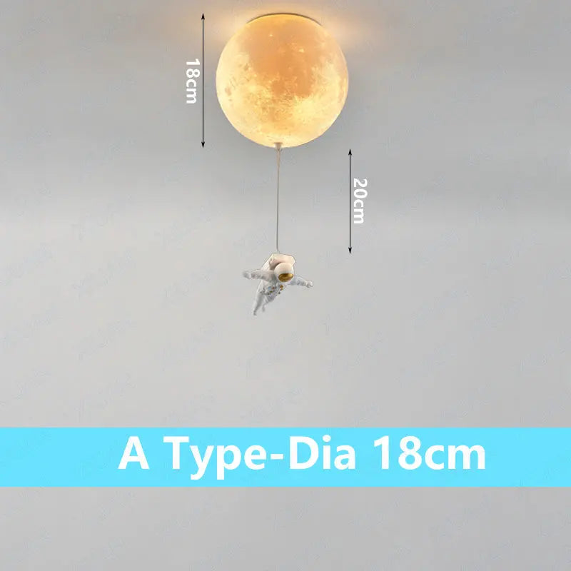 suspension lumineuse moderne astronautes lune blanc doré acrylique métal toucher interrupteur led 18cm 20cm