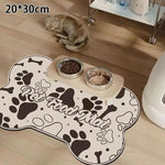 tapis nourrir animal blanc gris motif géométrique moderne anti dérapant deux bols métal