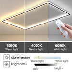plafonnier led minimaliste blanc rectangulaire bord noir opacité télécommande inclusière