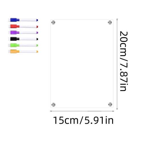 tableau blanc magnétique moderne transparent 20cm 15cm feutres écriture effaçable minimaliste rond