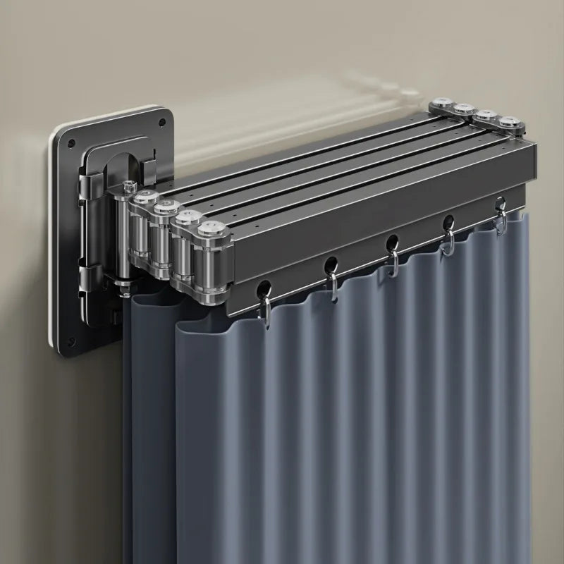 rideau douche pliable gris rayures verticales moderne salle bain clips