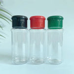 bouteilles condiments transparentes moderne rouge vert noir capsules ajustement épices cuisine stockage