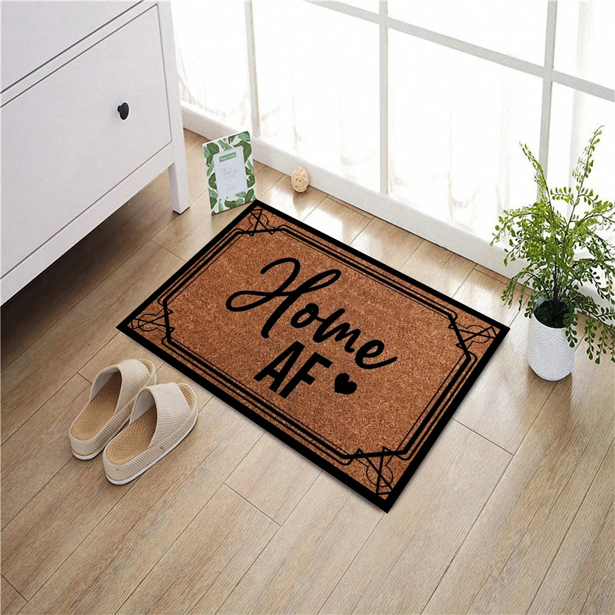 tapis d'entrée af lettre cœur anti dérapant marron noir moderne humoristique