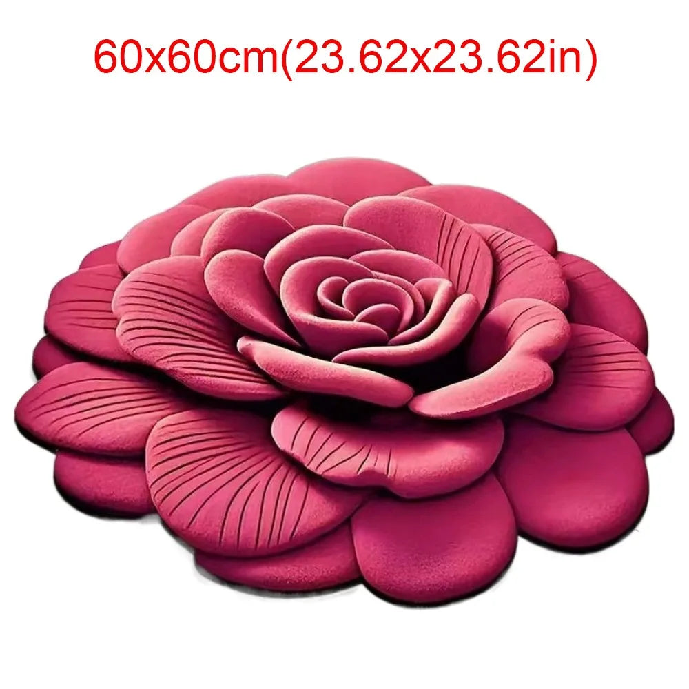 tapis fleur rose relief moderne polypropylène maison chambre rouges bleus verts violets noirs blancs