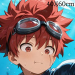 affiche anime illustration opaque 40x60cm dessin animé rouge noir blanc bleu