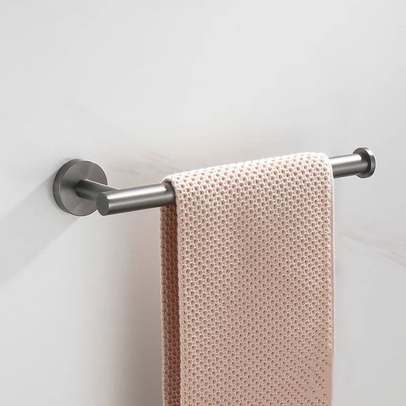 ensemble quincaillerie bain moderne porte serviettes porte rouleau papier toilette crochet mural gris métallisé