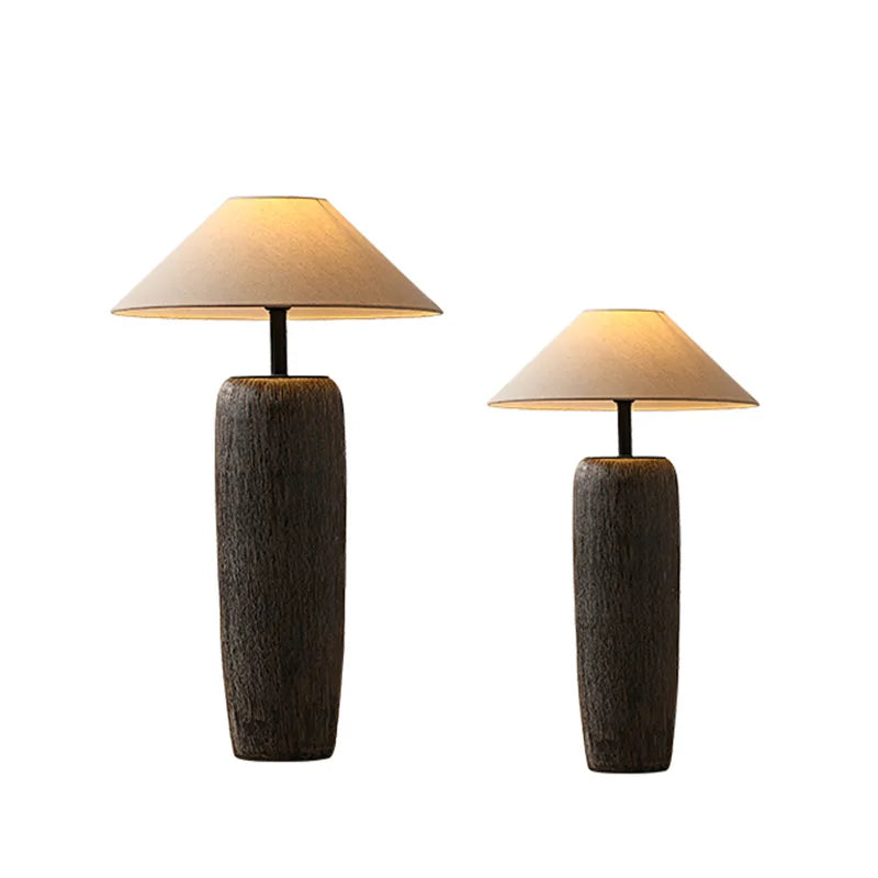 lampe table bois marron abat jour beige led éclairage intérieur haute qualité française