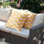 coussin extérieur imperméable jaune zigzag moderne amovible 45x45cm zip polyester