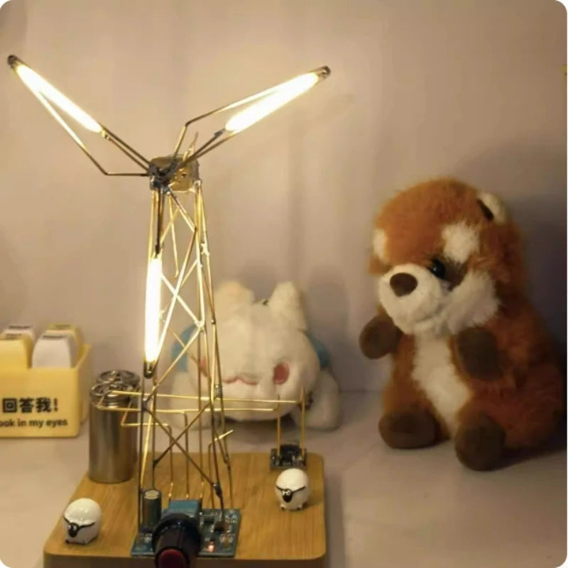 lampe vent industrielle rétro bois métal doré géométrique anniversaire décoration